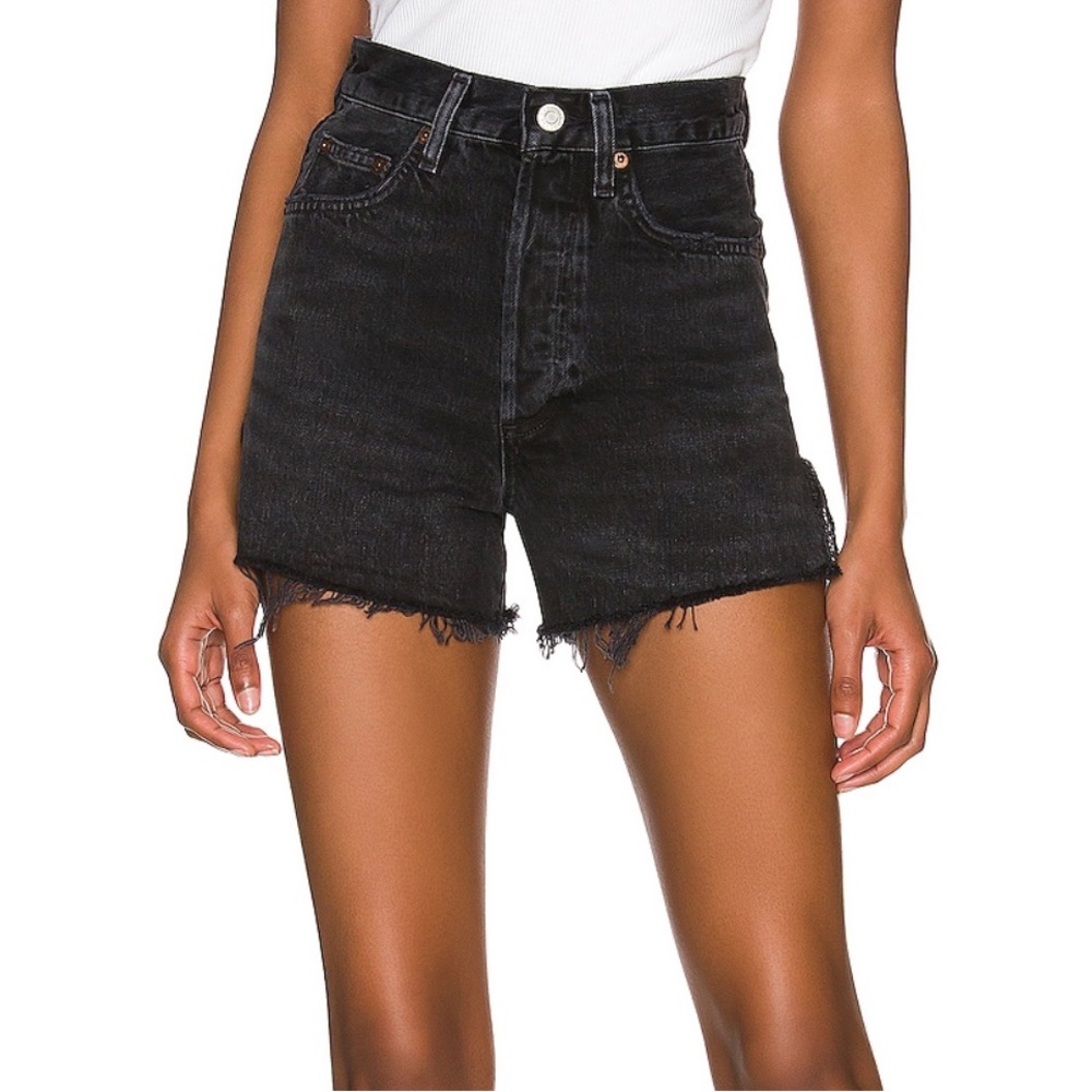 Women's AGOLDE Black Denim Shorts in Dee